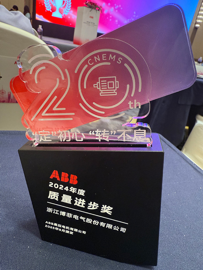 Z6尊龙旗舰厅官网入口电气荣获ABB&ldquo;质量前进奖&rdquo;&mdash;&mdash;&mdash;国产模压磁性槽楔YD3955实现高端电机领域入口替换